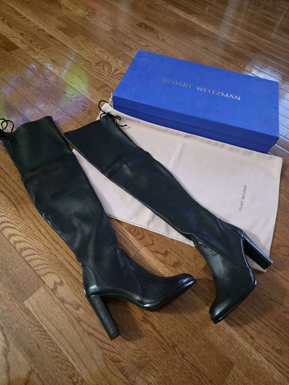 Stuart Weitzman Black Over-the-Knee Leather Boots - Picture 2 of 15